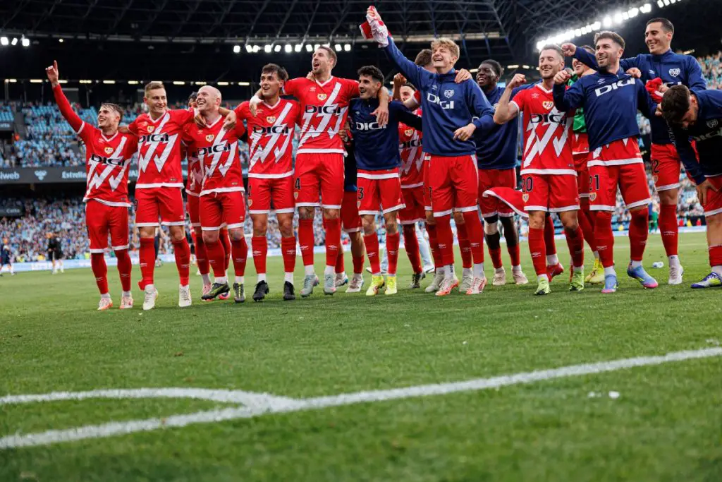 Rayo Vallecano players celebrate